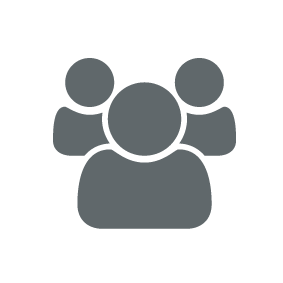 Symbolgrafik von drei stilisierten Personen als Icon für Team, Gruppe oder Community.