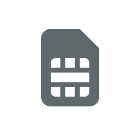 Graues SIM-Karten-Symbol mit weißen Kontakten, Darstellung für Mobilfunk und Telefonie.