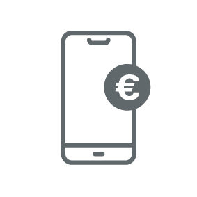 Smartphone-Icon mit Euro-Symbol für mobiles Bezahlen und Online-Banking